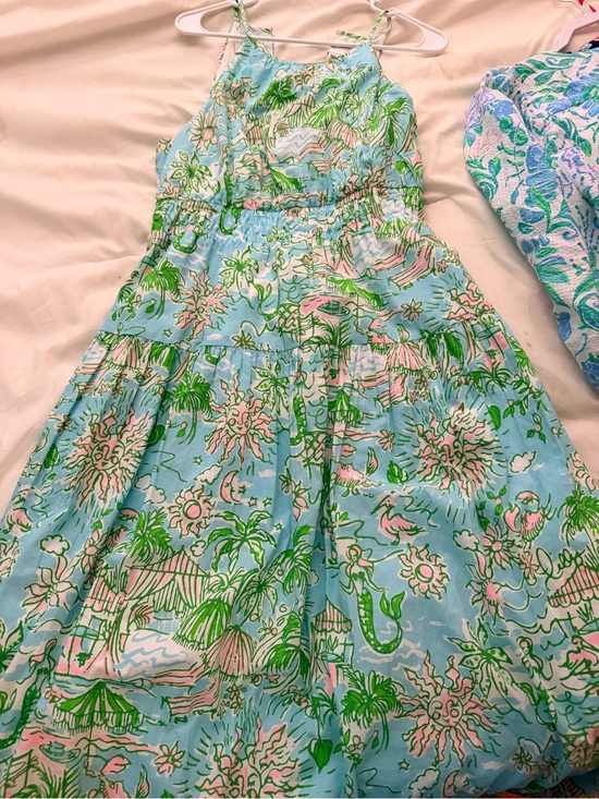 Lilly Pulitzer Dresses & Skirts - Lilly Pulitzer Light Blue Maxi Dress with Green & Pink Tropical Print